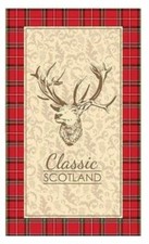 Scottish Tea Towel Stag Print Scotland Souvenir Gift Stewart Tartan Cotton Wild