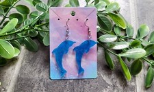 Dolphin Blue Glitter Earrings