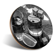 1 x Round 12cm Coaster - BW - Absinthe Glass with Lime Slices #42419