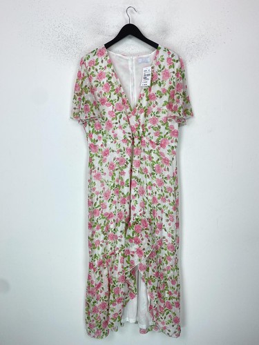 Quiz white floral long line - long, a-line