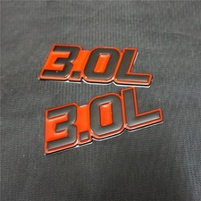 2x Red Black 3.0L Metal Badge Emblem Decal Sticker Turbo V6 Car SUV Luxury Coupe