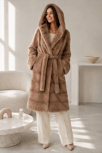 New real mink hooded collar - new,