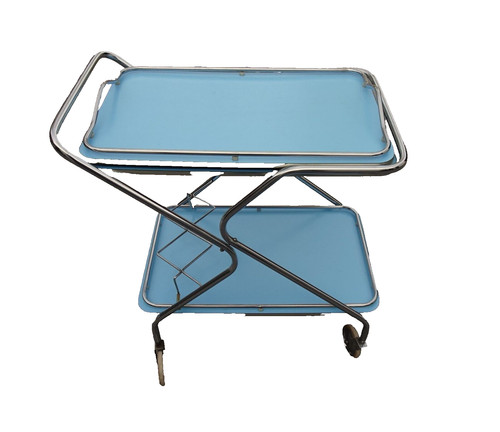 Vintage baby blue serving cart - serving,