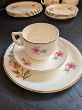 Victoria & Trentham Potteries Sirram Cup Saucer Plate Trio with Fresia Design