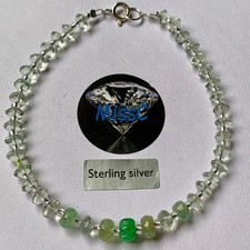 PRASIOLITE and EMERALD PUMPKIN 925 STERLING SILVER BRACELET, NATURAL STONES
