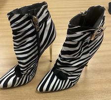 Zebra Print Zip Heel Boots 36 3 3.5 Halloween Costume Glam Sergio Todzi