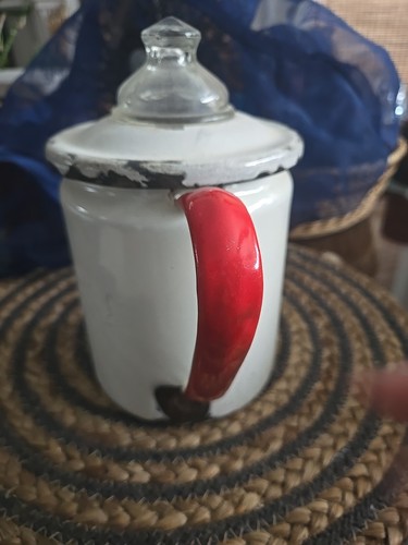 Vtg red white enamelware - vtg,