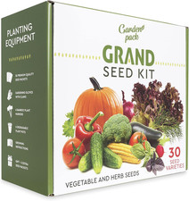 Grand Seed Growing Kit - 30 Vegetable Seeds Varieties - Gloves with Claws, 6 Bi