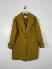 Hobbs Coat Size UK 14 Mustard Yellow Wool Jacket Overcoat Carmina Smart Formal