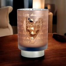 LED Table Lamp Illuminated Love Design Battery Operated Cordless Glass Light