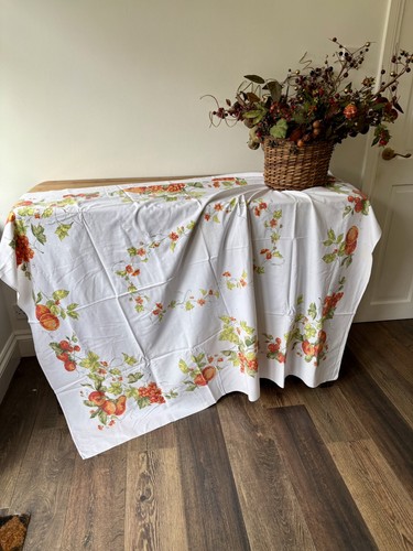 White fabric tablecloth orange - white,