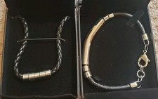 Bench Leather And Stainless Steel Necklace And Bracelet