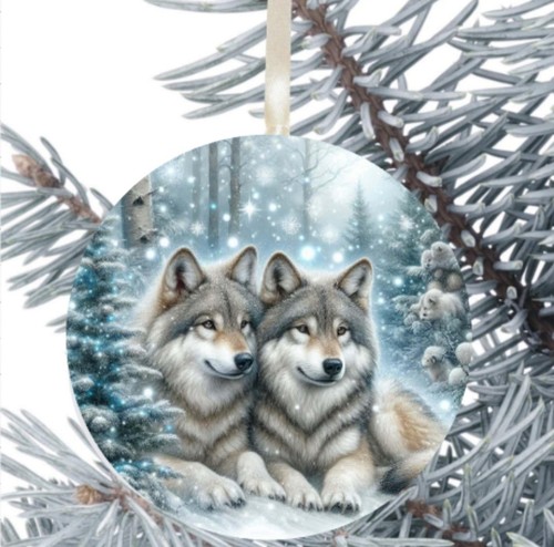 Wolf hanging bauble decoration - wolf,