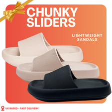 Ladies Chunky Flatform Sliders