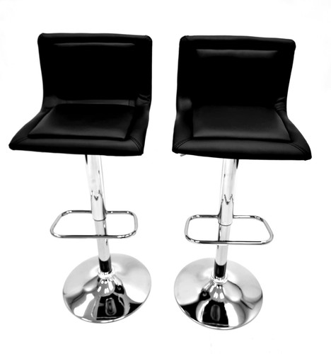 Black leather kitchen stools - black,