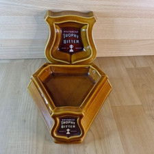 Whitbread Trophy Bitter Pair  Pub Ashtray Triangular Shield Man Cave Breweriana