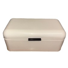 Retro Style Kitchen Bread Bin, Off White/Cream (L: 42cm x W: 22.5cm x H: 16cm)