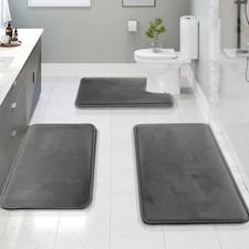 3x Bathroom Rug Set Velvet
