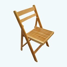 Folding Wooden Slatted Chair - Portable Outdoor Dining Space Saving Guest Seat