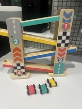 ELC Wooden Click Clack Track Ramp Toy Playset with 3 Cars
