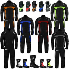 Men Motorbike Suit Motorcycle Racing Leather Boots Waterproof Armoured Suits Set