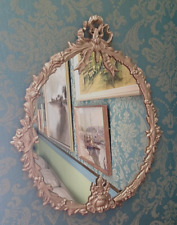 VINTAGE ORNATE METAL FRAMED WALL MIRROR ~ 1950s GLAMOUR 19" x 16"