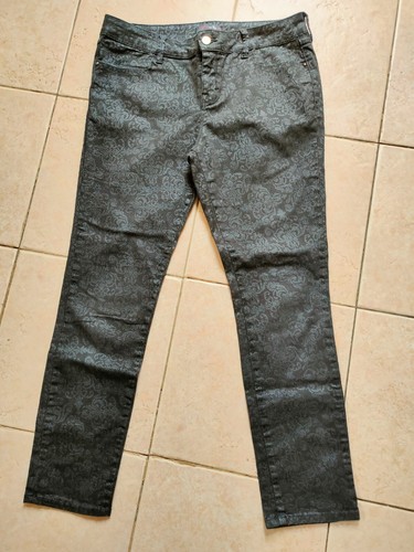 Black patterned stretch jeans - black,