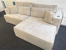 Cream Electric Sofa Bed 4 Seater Sofa Right Facing Selena |USB | Customer Return