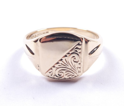 Gents yellow gold ring signet - gents,