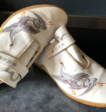 Evisu Women's White Leather Embroided Japanese Stork Trainers UK7 EUR41