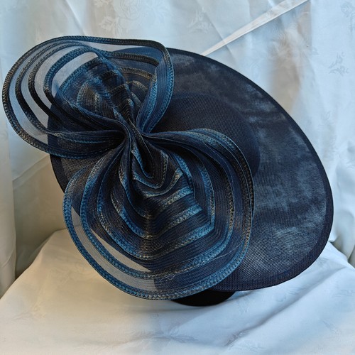 Navy blue bow wide brim - blue,