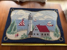 Vintage  Hand Hooked Rug With