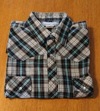 Vintage 'Wrangler /Wrancher' Western Snap Button Plaid Shirt - Gents XL