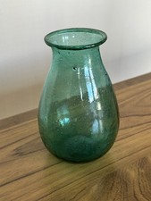 Decorative Padma Vase Teal Green Recycled Glass, 14cm x 9cm