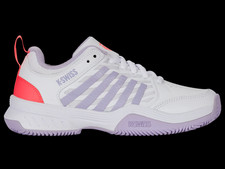 K-Swiss Court Express Clay Tennis Shoes - White/Orchid Petal/Neon Blaze