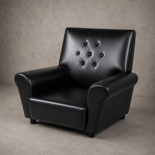 Vintage black leather - leather, lounge