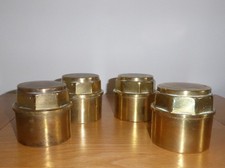 Set of 4 Antique Cast Brass Carriage Cart Wheel Hub Nuts 