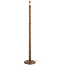 Mango Wood Floor Lamp Base Walnut Finish with Brass Detail 141cm Modern