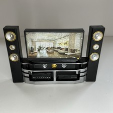 Large TV with Surround Sound System – 1:12 Scale Dollhouse Plastic Set