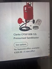 Clarke Pressurised Sandblaster with Hose and Blast Abrasive