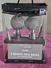 Inspired Interiors Pair of Silver Beaded Curtain Hold Backs - Unused