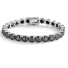 Men Women Real Black Moissanite Tennis Chain 925 Sterling Silver Single Bracelet