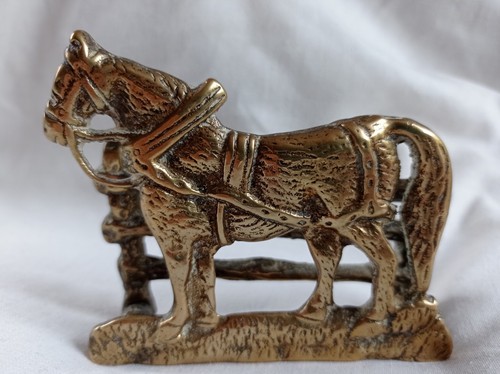 Brass plough horse and - plough,
