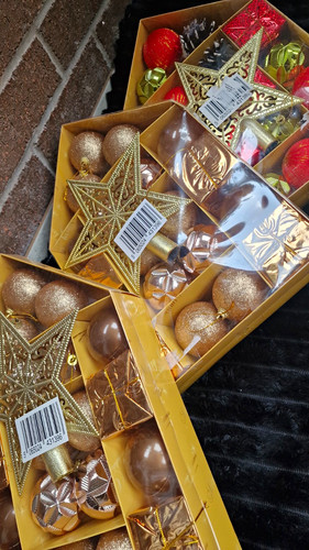 Gold red christmas ornament - gold,
