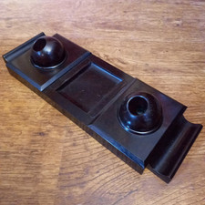 VINTAGE 1930s ART DECO, BAKELITE DESK TIDY WITH RARE BALL SHAPED INK WELLS