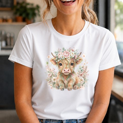 Floral highland cow womens - floral,