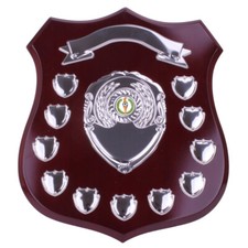 WOODEN ANNUAL MAHOGANY FINISH SHIELD 3 Sizes Available *FREE ENGRAVING*