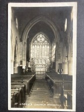 St James Church Interior Weybridge Surrey Real Photo Vintage Postcard P38