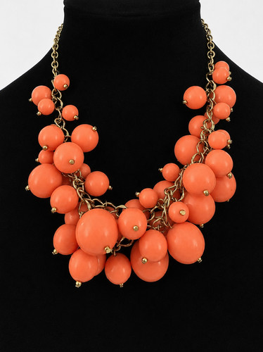 Coral orange bubble bead - coral,