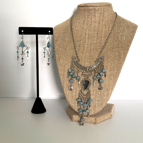 Peruvian blue necklace earring - peruvian,